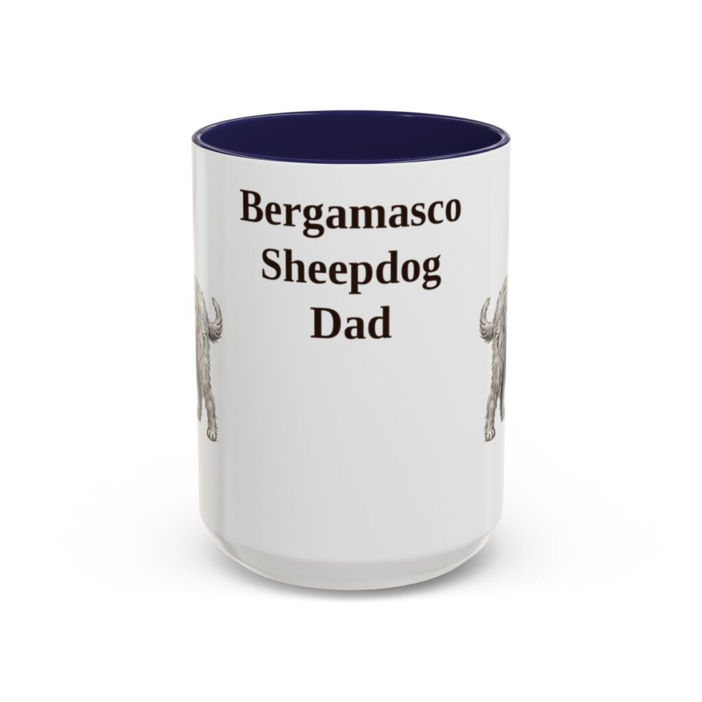15oz Bergamasco Sheepdog Dog Dad Mug, Vintage Sketch Coffee Mug, Dog Dad Gift