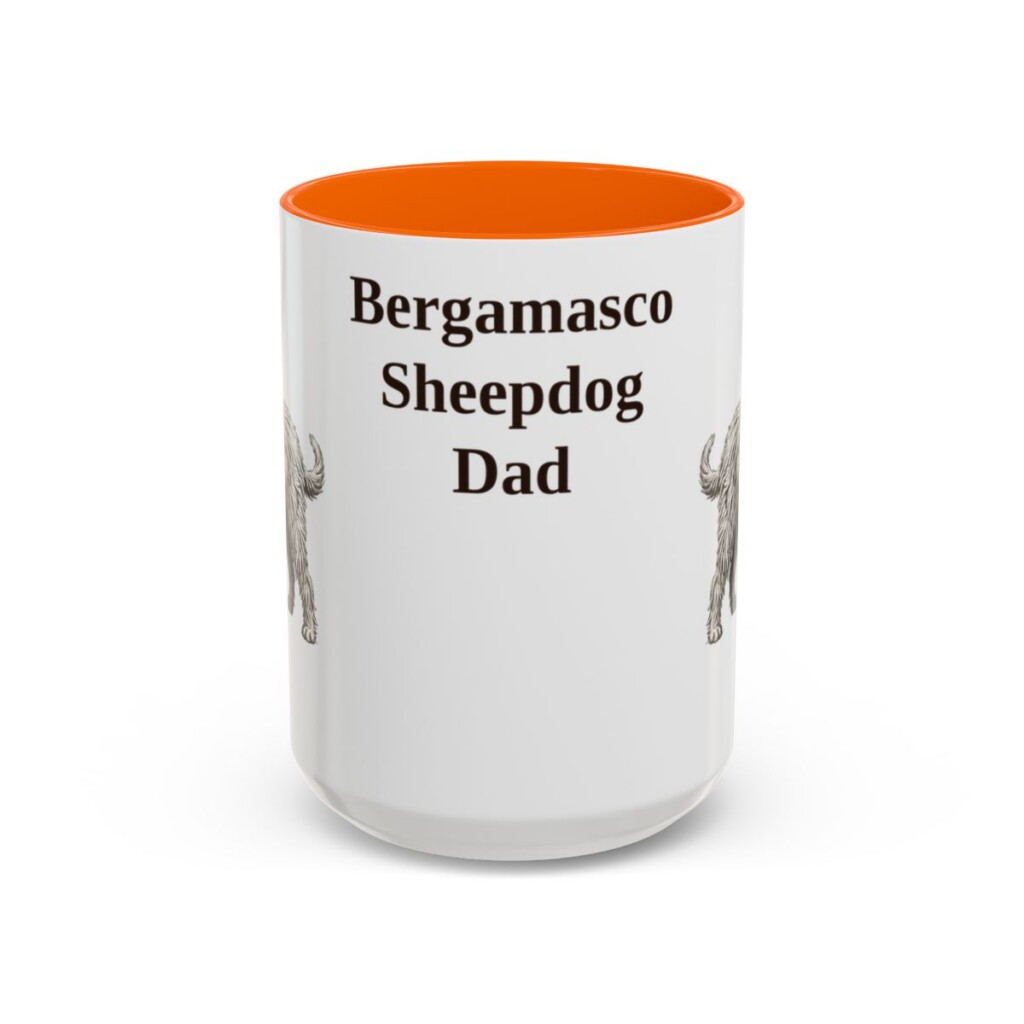 15oz Bergamasco Sheepdog Dog Dad Mug, Vintage Sketch Coffee Mug, Dog Dad Gift