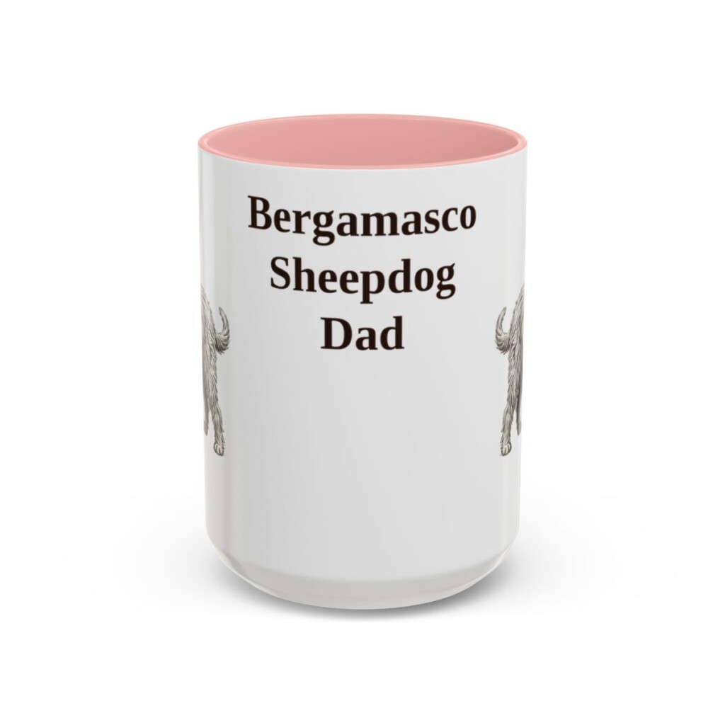 15oz Bergamasco Sheepdog Dog Dad Mug, Vintage Sketch Coffee Mug, Dog Dad Gift