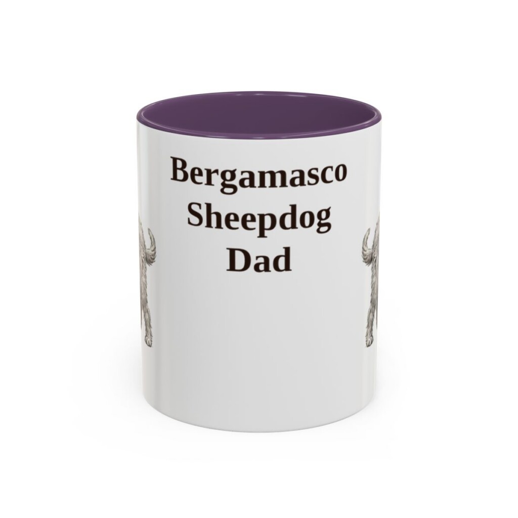 bergamasco-sheepdog-mug-dad-purple-1 11oz Bergamasco Sheepdog Dog Dad Mug, Vintage Sketch Coffee Mug, Dog Dad Gift
