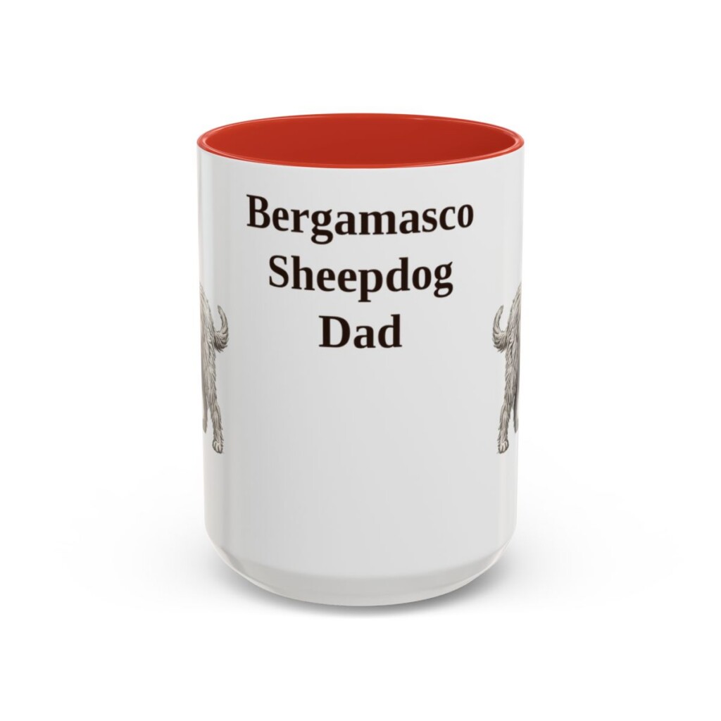 15oz Bergamasco Sheepdog Dog Dad Mug, Vintage Sketch Coffee Mug, Dog Dad Gift