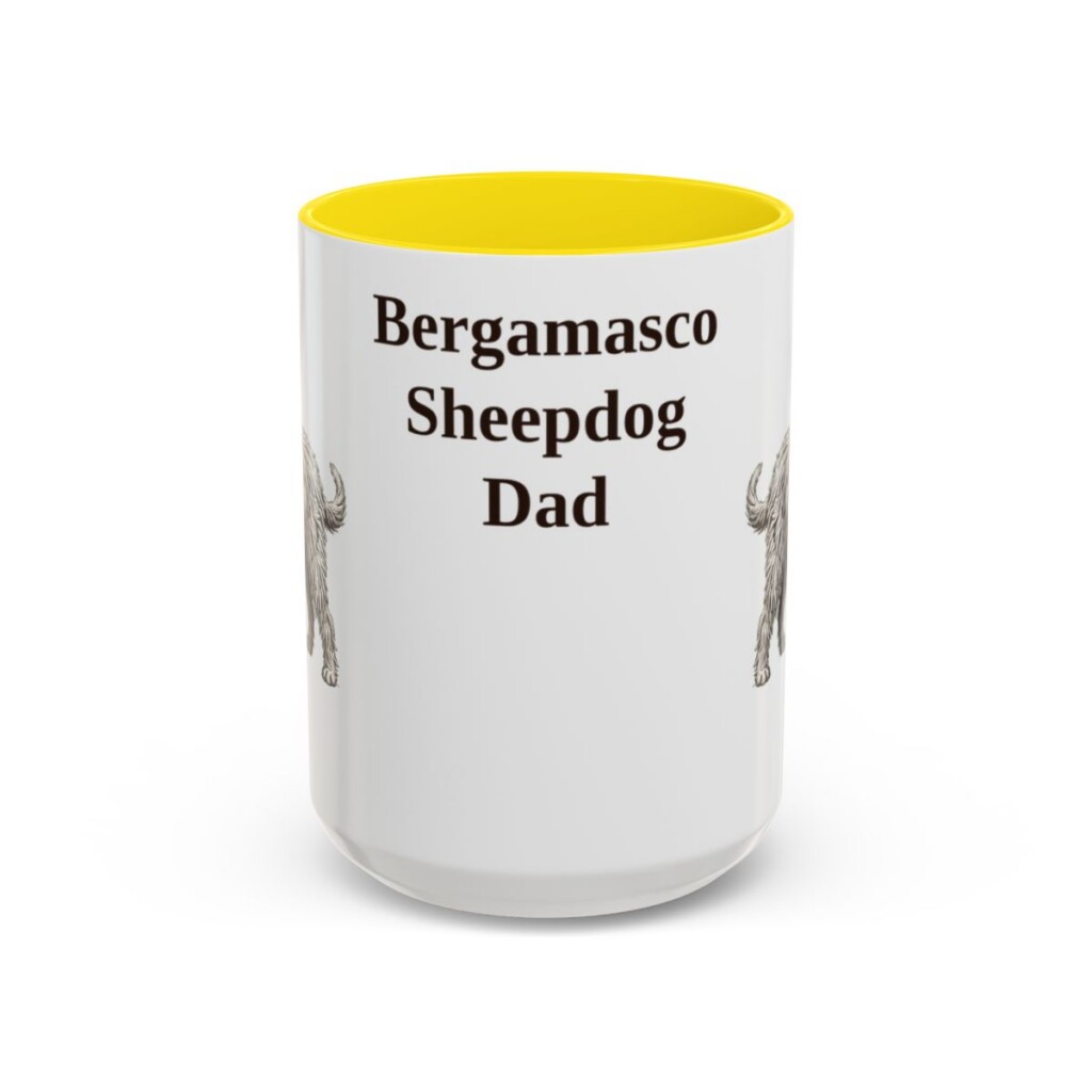15oz Bergamasco Sheepdog Dog Dad Mug, Vintage Sketch Coffee Mug, Dog Dad Gift