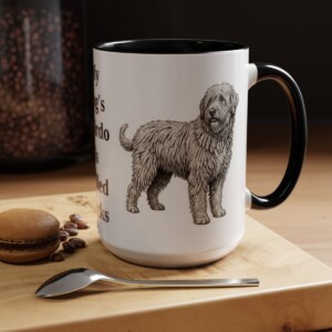 15oz Funny Bergamasco Sheepdog Mug, My Dog's Hairdo Is Called Flocks, Vintage Dog Coffee Mug, Dog Lover Gift