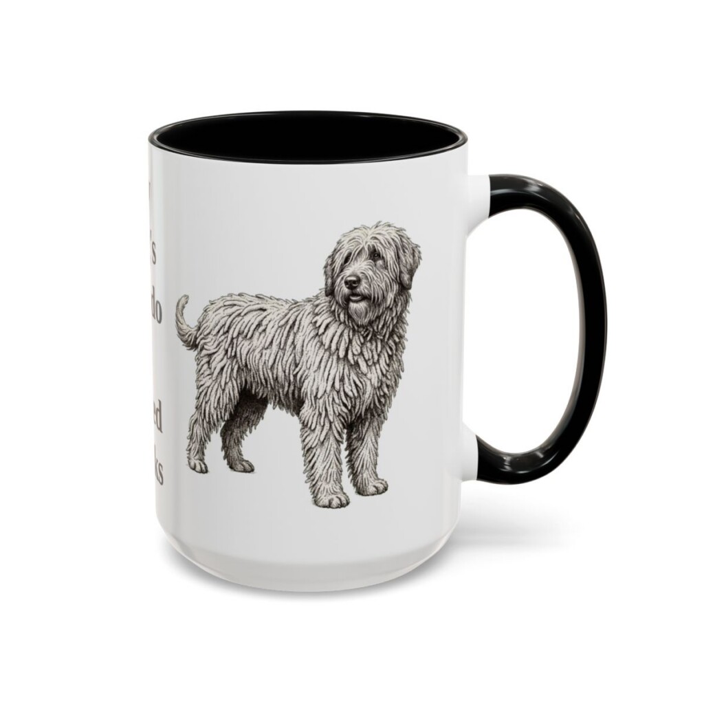 15oz Funny Bergamasco Sheepdog Mug, My Dog's Hairdo Is Called Flocks, Vintage Dog Coffee Mug, Dog Lover Gift