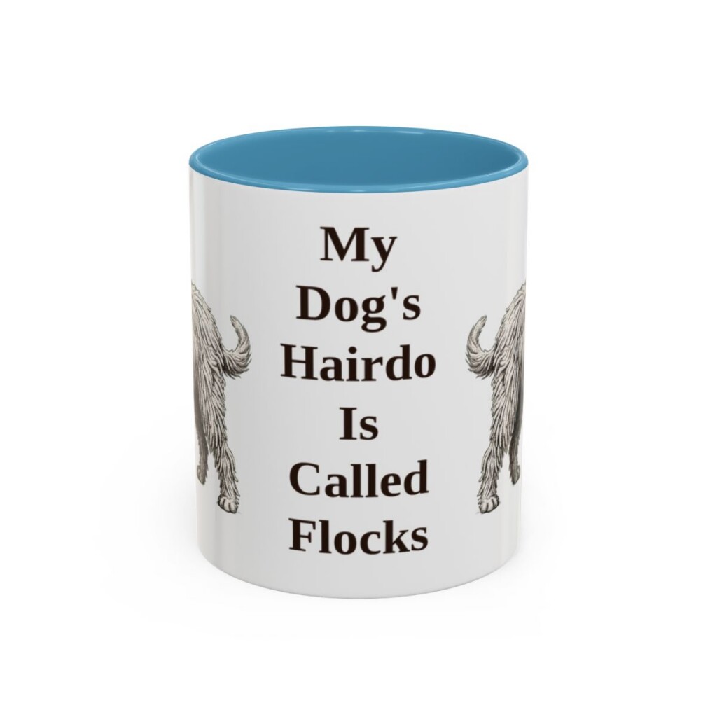 11oz Funny Bergamasco Sheepdog Mug, My Dog's Hairdo Is Called Flocks, Vintage Dog Coffee Mug, Dog Lover Gift