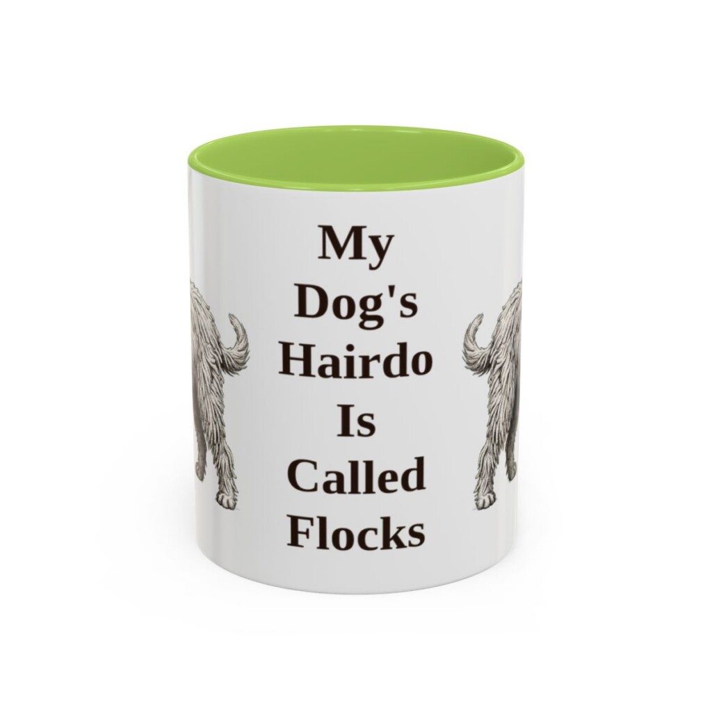 11oz Funny Bergamasco Sheepdog Mug, My Dog's Hairdo Is Called Flocks, Vintage Dog Coffee Mug, Dog Lover Gift