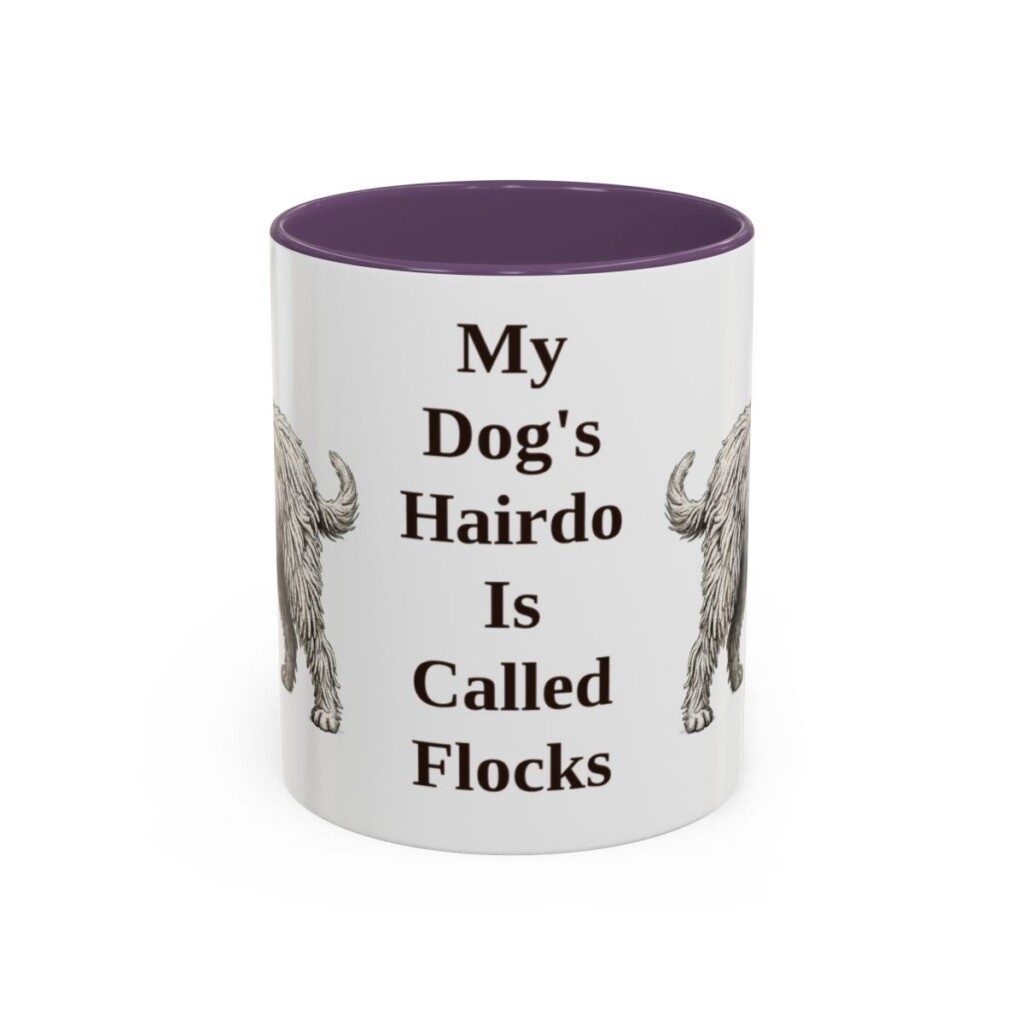 11oz Funny Bergamasco Sheepdog Mug, My Dog's Hairdo Is Called Flocks, Vintage Dog Coffee Mug, Dog Lover Gift