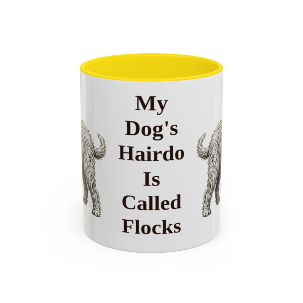 11oz Funny Bergamasco Sheepdog Mug, My Dog's Hairdo Is Called Flocks, Vintage Dog Coffee Mug, Dog Lover Gift
