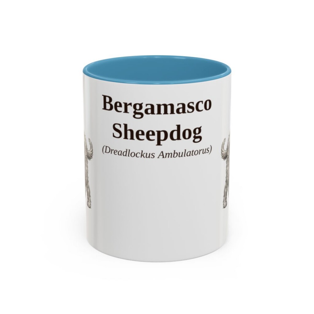 bergamasco-sheepdog-mug-latin-light-blue-3 11oz Bergamasco Sheepdog Latin Mug, Bergamasco Sheepdog, Vintage Dog Coffee Mug, Dog Lover Gift