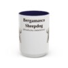 bergamasco-sheepdog-mug-latin-navy-1 15oz Bergamasco Sheepdog Latin Mug, Bergamasco Sheepdog, Vintage Dog Coffee Mug, Dog Lover Gift