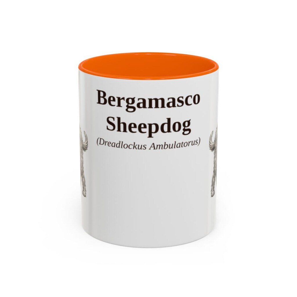 bergamasco-sheepdog-mug-latin-orange-3 11oz Bergamasco Sheepdog Latin Mug, Bergamasco Sheepdog, Vintage Dog Coffee Mug, Dog Lover Gift