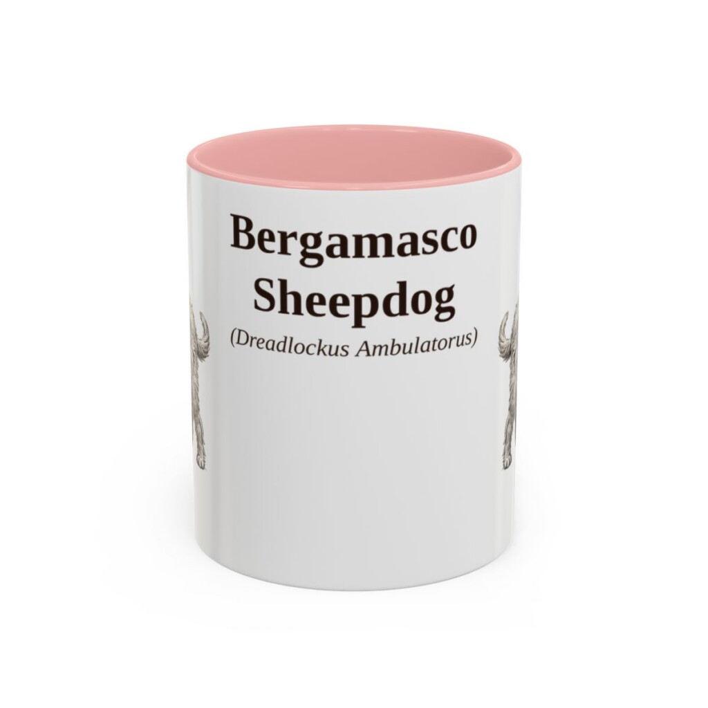 bergamasco-sheepdog-mug-latin-pink-3 11oz Bergamasco Sheepdog Latin Mug, Bergamasco Sheepdog, Vintage Dog Coffee Mug, Dog Lover Gift