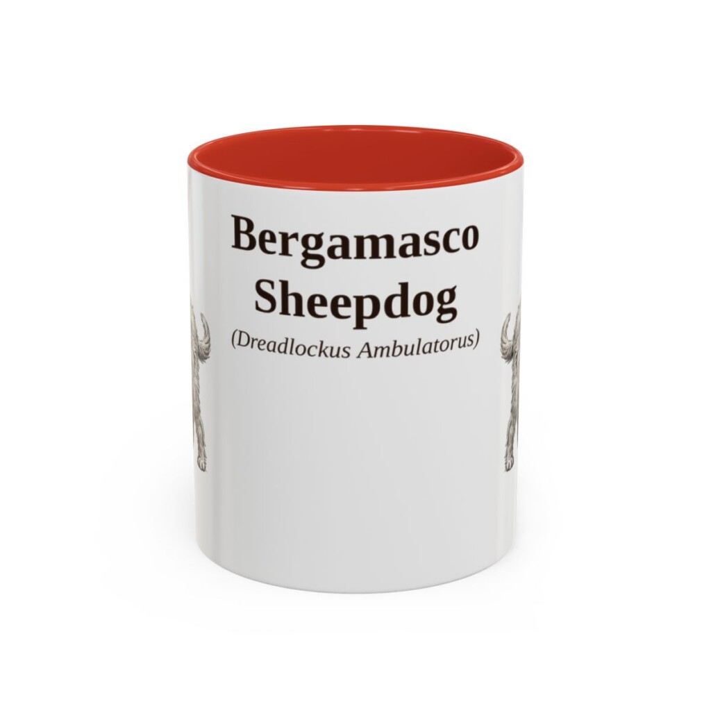 bergamasco-sheepdog-mug-latin-red-3 11oz Bergamasco Sheepdog Latin Mug, Bergamasco Sheepdog, Vintage Dog Coffee Mug, Dog Lover Gift