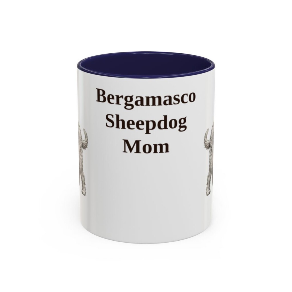 bergamasco-sheepdog-mug-mom-navy-1 11oz Bergamasco Sheepdog Dog Mom Mug, Vintage Sketch Coffee Mug, Dog Mom Gift