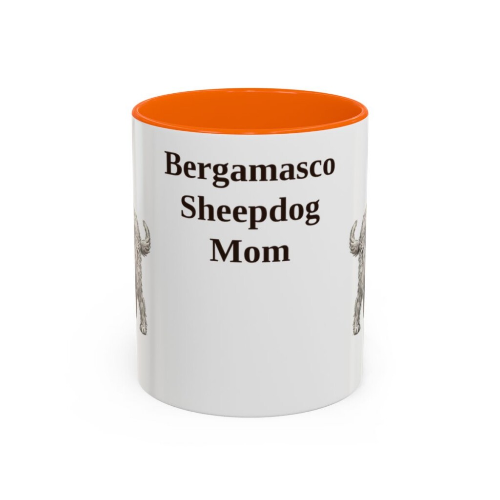 bergamasco-sheepdog-mug-mom-orange-1 11oz Bergamasco Sheepdog Dog Mom Mug, Vintage Sketch Coffee Mug, Dog Mom Gift