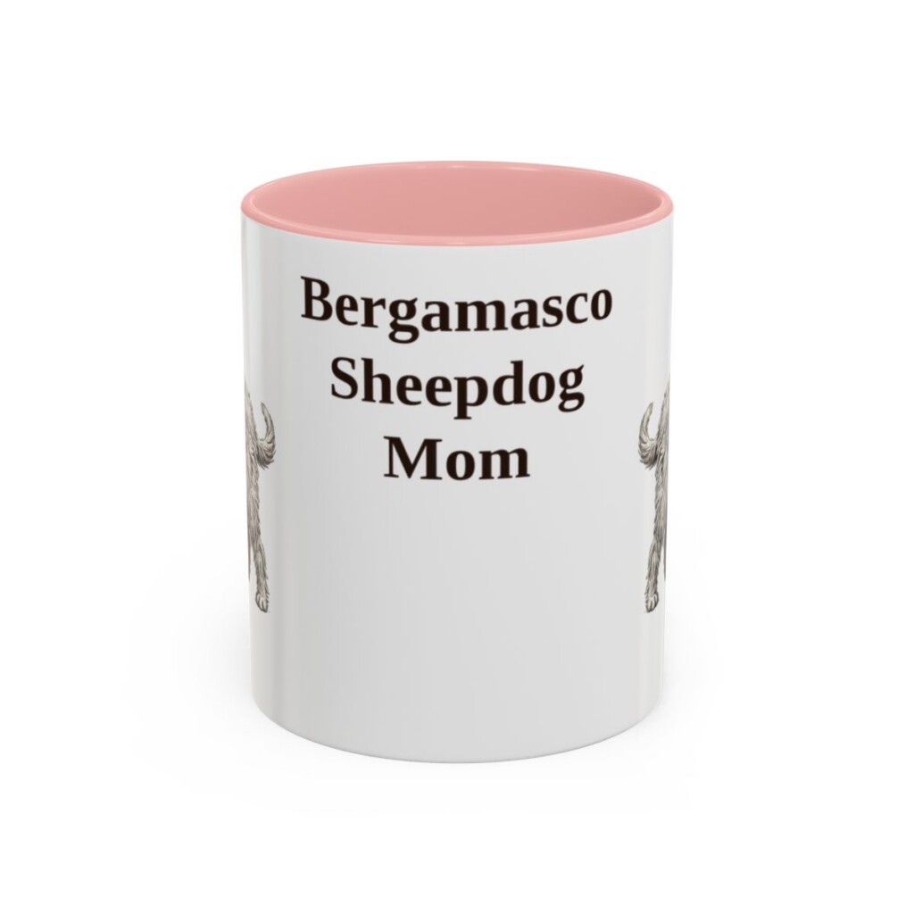 bergamasco-sheepdog-mug-mom-pink-1 11oz Bergamasco Sheepdog Dog Mom Mug, Vintage Sketch Coffee Mug, Dog Mom Gift