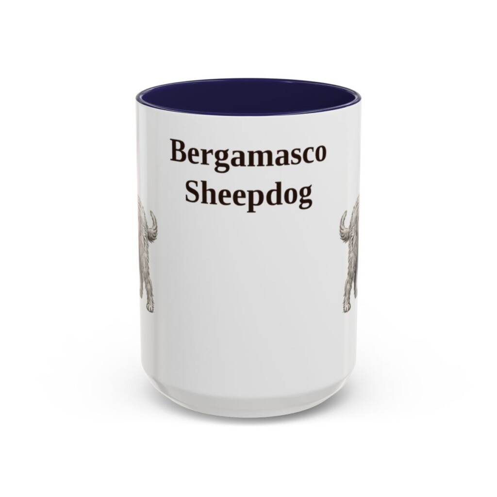15oz Bergamasco Sheepdog Mug, Vintage Dog Portrait Coffee Mug, Dog Lover Gift