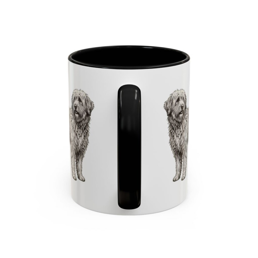bergamasco-sheepdog-mug-writeup-black-back-1 11oz Bergamasco Sheepdog Mug, Illustrated Dog Breed Facts Coffee Mug, Vintage Dog Keepsake Gift