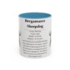 bergamasco-sheepdog-mug-writeup-light-blue-1 11oz Bergamasco Sheepdog Mug, Illustrated Dog Breed Facts Coffee Mug, Vintage Dog Keepsake Gift