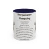 bergamasco-sheepdog-mug-writeup-navy-1 11oz Bergamasco Sheepdog Mug, Illustrated Dog Breed Facts Coffee Mug, Vintage Dog Keepsake Gift