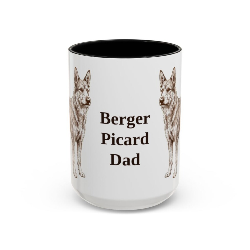 15oz Berger Picard Dog Dad Mug, Vintage Sketch Coffee Mug, Dog Dad Gift