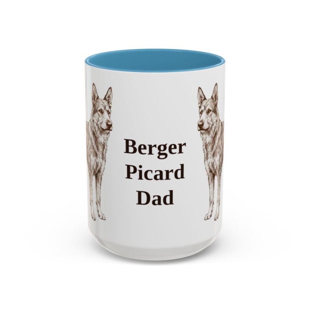 15oz Berger Picard Dog Dad Mug, Vintage Sketch Coffee Mug, Dog Dad Gift