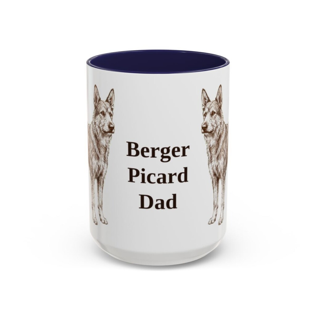 15oz Berger Picard Dog Dad Mug, Vintage Sketch Coffee Mug, Dog Dad Gift