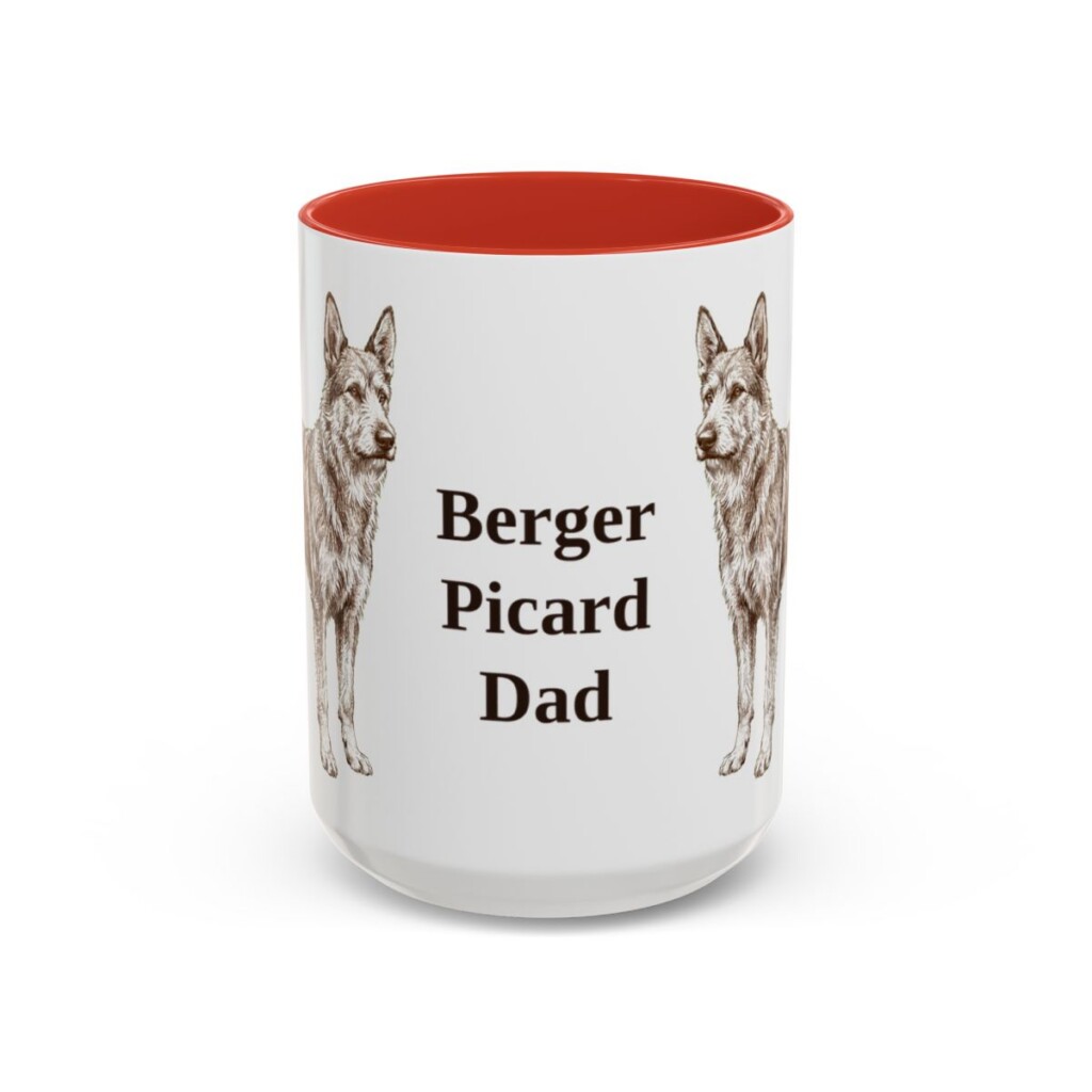 15oz Berger Picard Dog Dad Mug, Vintage Sketch Coffee Mug, Dog Dad Gift