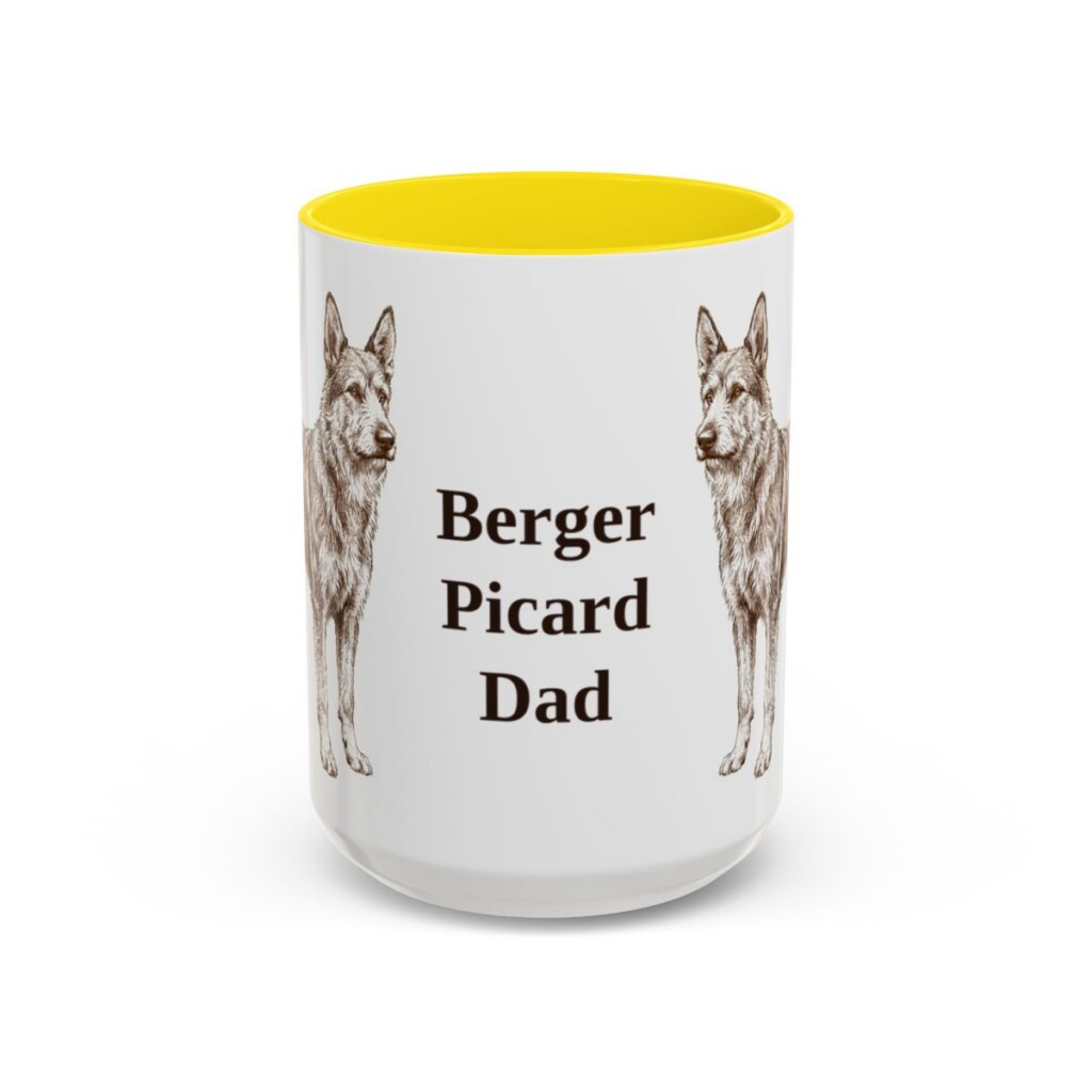 15oz Berger Picard Dog Dad Mug, Vintage Sketch Coffee Mug, Dog Dad Gift