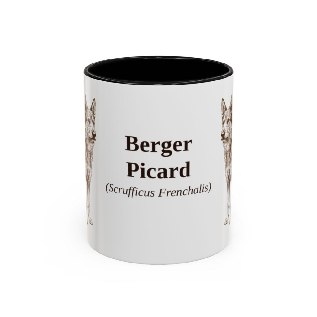 berger-picard-mug-latin-black-front-1 11oz Berger Picard Latin Mug, Berger Picard, Vintage Dog Coffee Mug, Dog Lover Gift