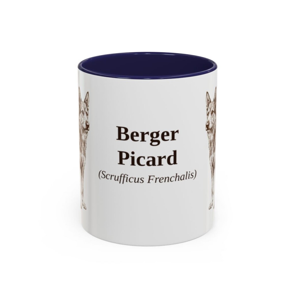 berger-picard-mug-latin-navy-1 11oz Berger Picard Latin Mug, Berger Picard, Vintage Dog Coffee Mug, Dog Lover Gift