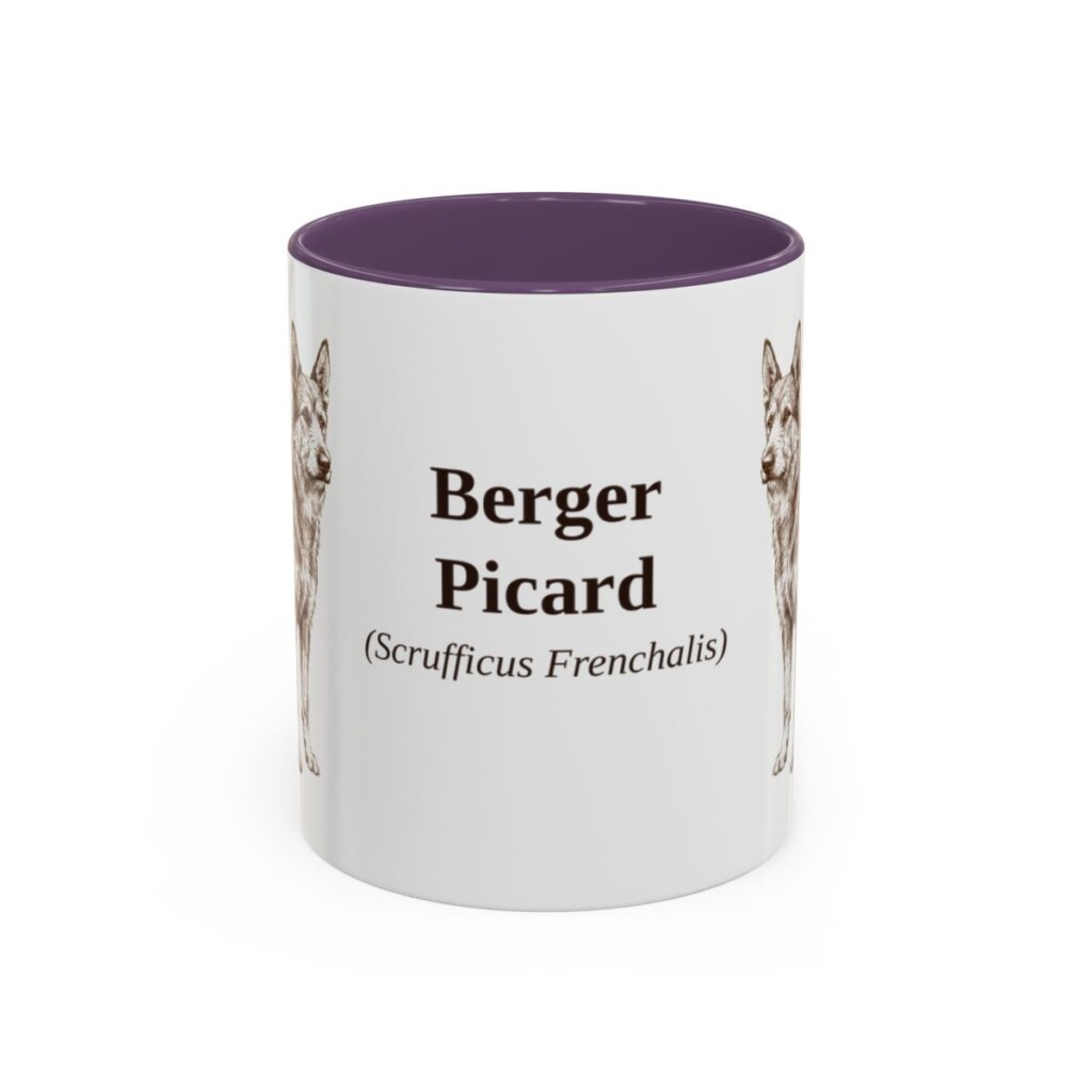 berger-picard-mug-latin-purple-1 11oz Berger Picard Latin Mug, Berger Picard, Vintage Dog Coffee Mug, Dog Lover Gift