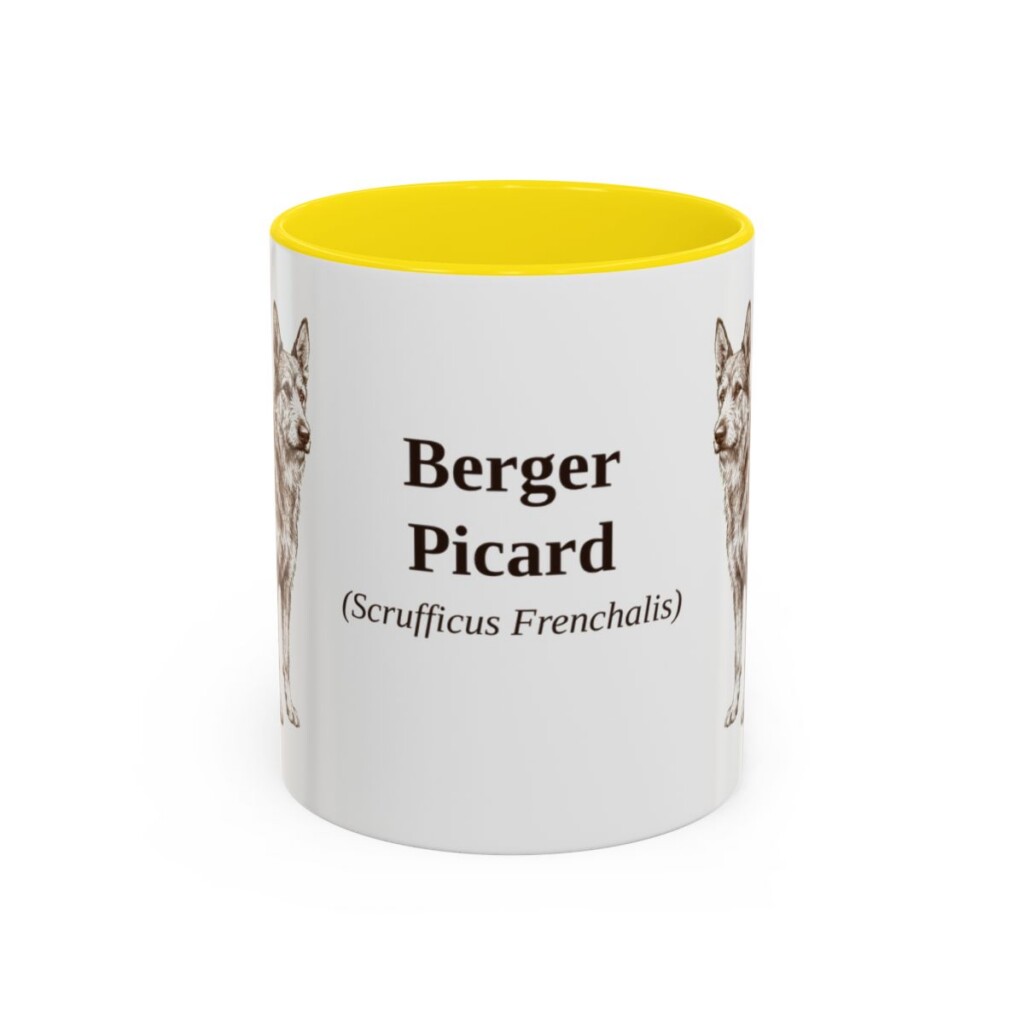 berger-picard-mug-latin-yellow-1 11oz Berger Picard Latin Mug, Berger Picard, Vintage Dog Coffee Mug, Dog Lover Gift