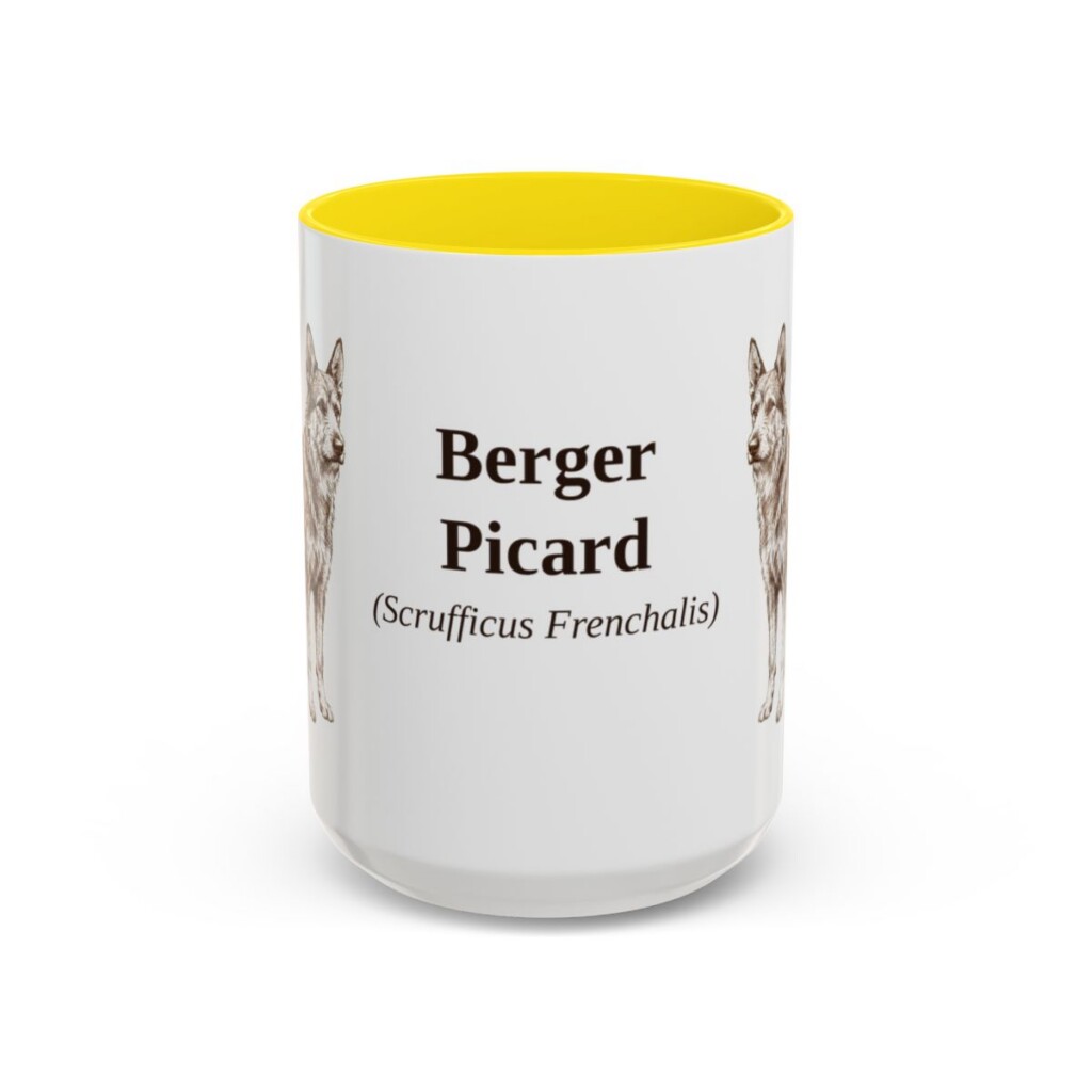 berger-picard-mug-latin-yellow-3 15oz Berger Picard Latin Mug, Berger Picard, Vintage Dog Coffee Mug, Dog Lover Gift