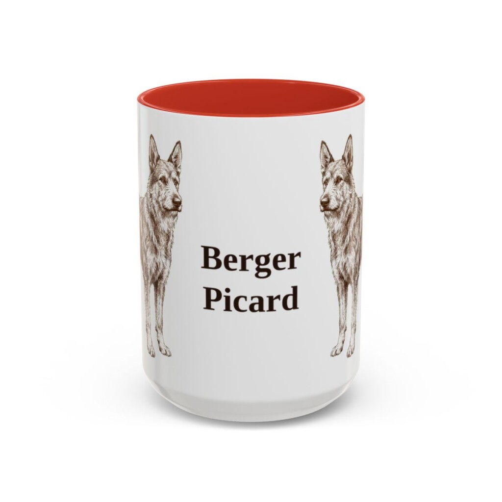 berger-picard-mug-red-3 15oz Berger Picard Mug, Vintage Dog Portrait Coffee Mug, Dog Lover Gift