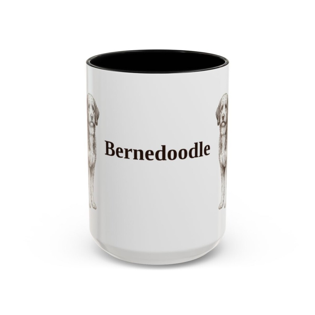 15oz Bernedoodle Mug, Vintage Dog Portrait Coffee Mug, Dog Lover Gift