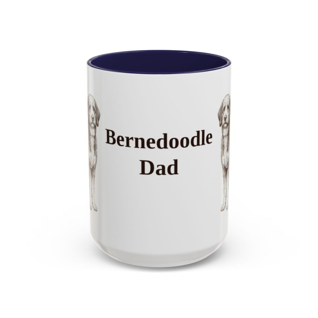 bernedoodle-mug-dad-navy-3 15oz Bernedoodle Dog Dad Mug, Vintage Sketch Coffee Mug, Dog Dad Gift