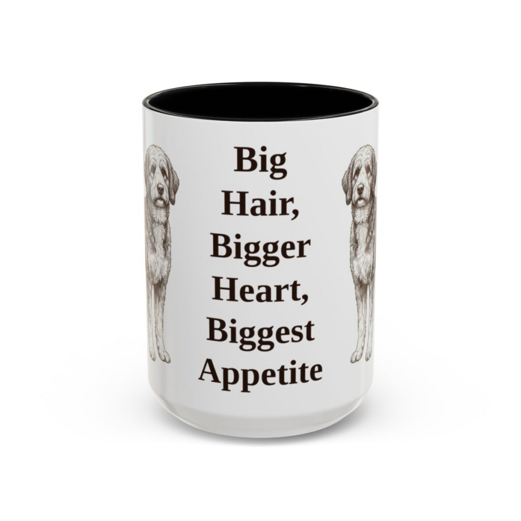 bernedoodle-mug-humor-black-front-3 15oz Funny Bernedoodle Mug, Big Hair, Bigger Heart, Biggest Appetite, Vintage Dog Coffee Mug, Dog Lover Gift