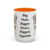 bernedoodle-mug-humor-orange-3 15oz Funny Bernedoodle Mug, Big Hair, Bigger Heart, Biggest Appetite, Vintage Dog Coffee Mug, Dog Lover Gift