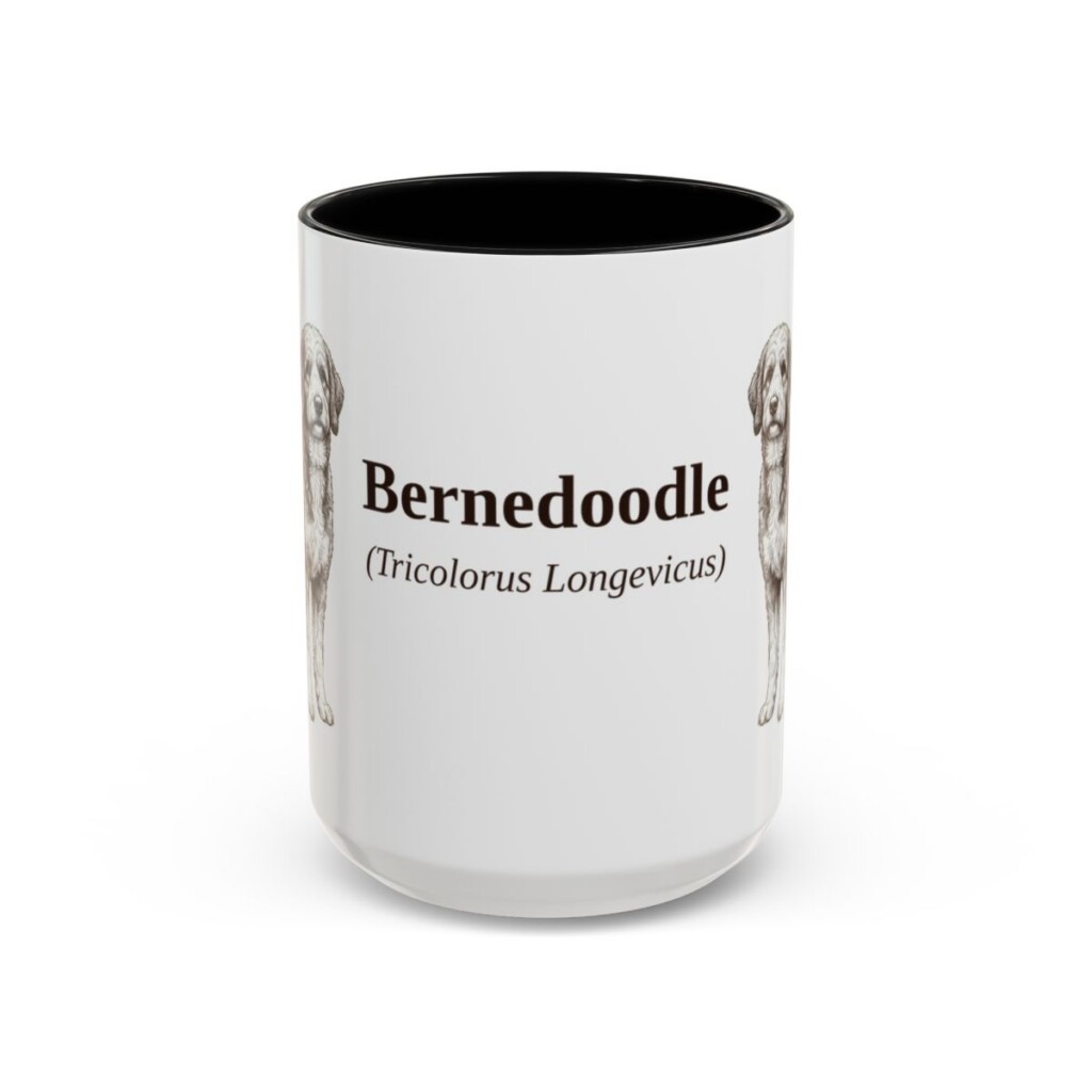 15oz Bernedoodle Latin Mug, Bernedoodle, Vintage Dog Coffee Mug, Dog Lover Gift