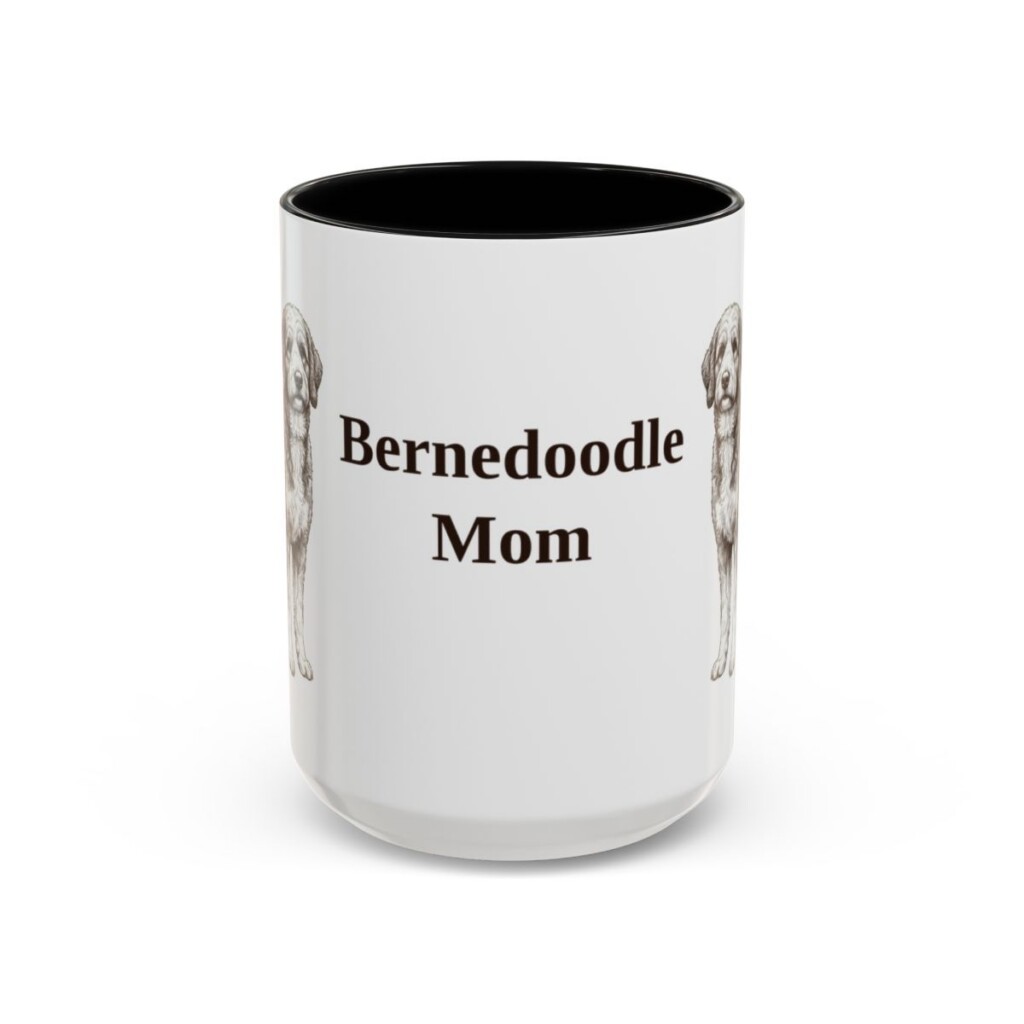 15oz Bernedoodle Dog Mom Mug, Vintage Sketch Coffee Mug, Dog Mom Gift