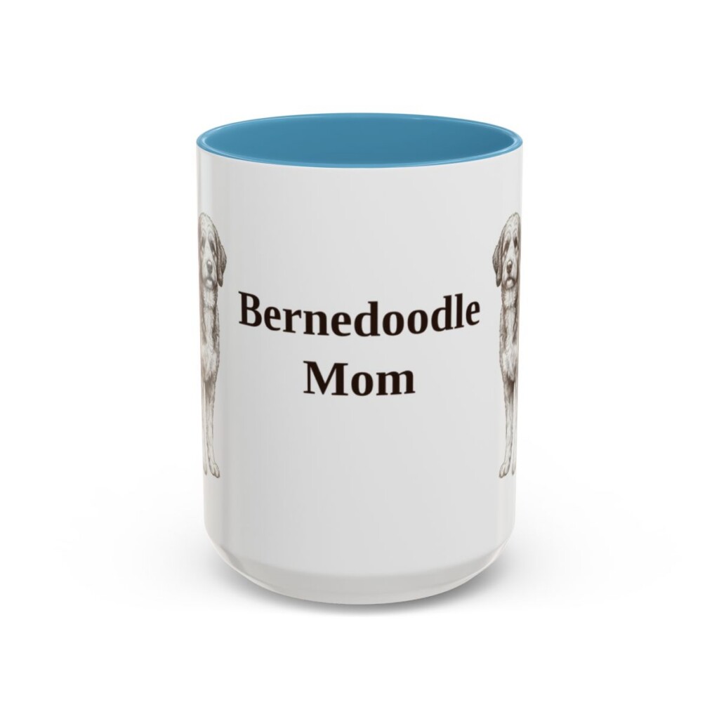 15oz Bernedoodle Dog Mom Mug, Vintage Sketch Coffee Mug, Dog Mom Gift