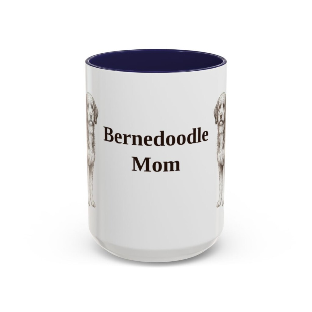 15oz Bernedoodle Dog Mom Mug, Vintage Sketch Coffee Mug, Dog Mom Gift