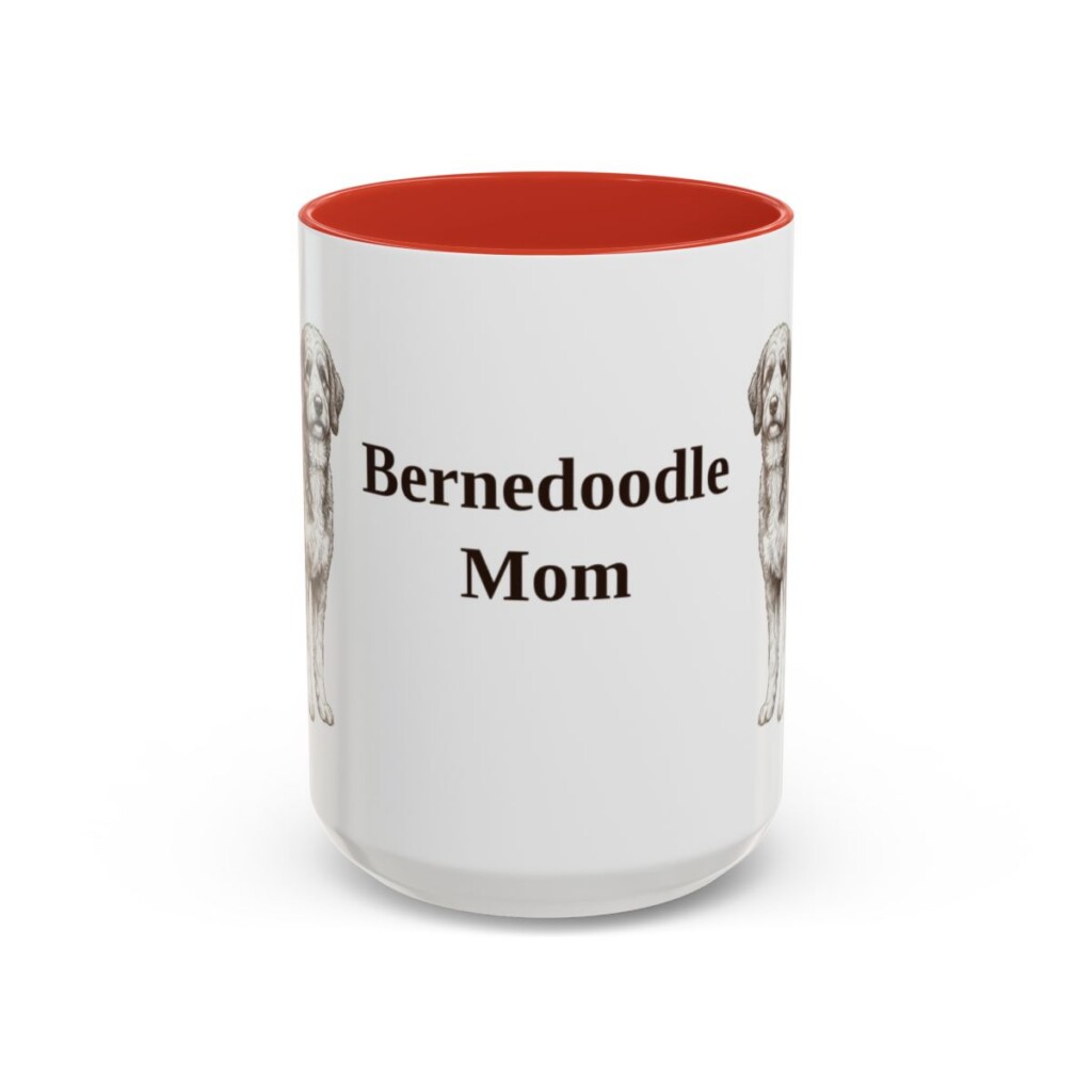 15oz Bernedoodle Dog Mom Mug, Vintage Sketch Coffee Mug, Dog Mom Gift