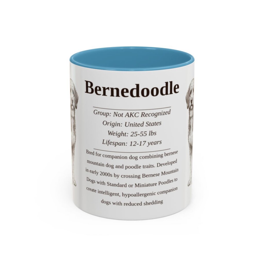 11oz Bernedoodle Mug, Illustrated Dog Breed Facts Coffee Mug, Vintage Dog Keepsake Gift