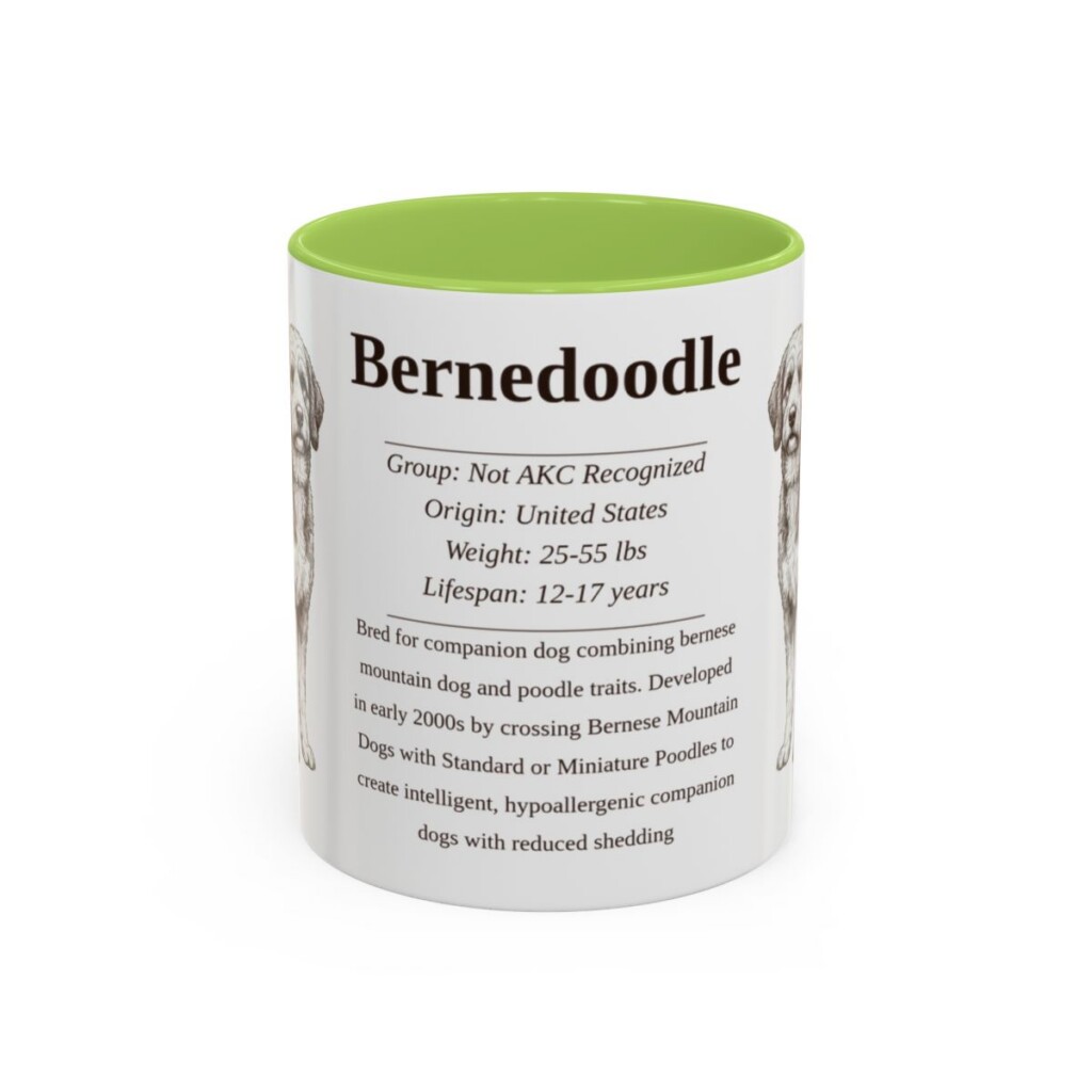 11oz Bernedoodle Mug, Illustrated Dog Breed Facts Coffee Mug, Vintage Dog Keepsake Gift