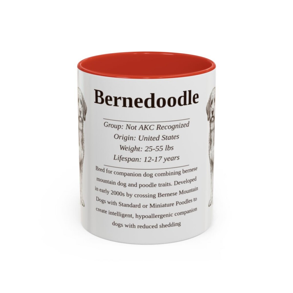 11oz Bernedoodle Mug, Illustrated Dog Breed Facts Coffee Mug, Vintage Dog Keepsake Gift