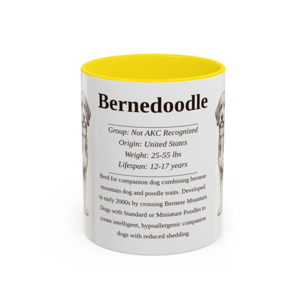 11oz Bernedoodle Mug, Illustrated Dog Breed Facts Coffee Mug, Vintage Dog Keepsake Gift