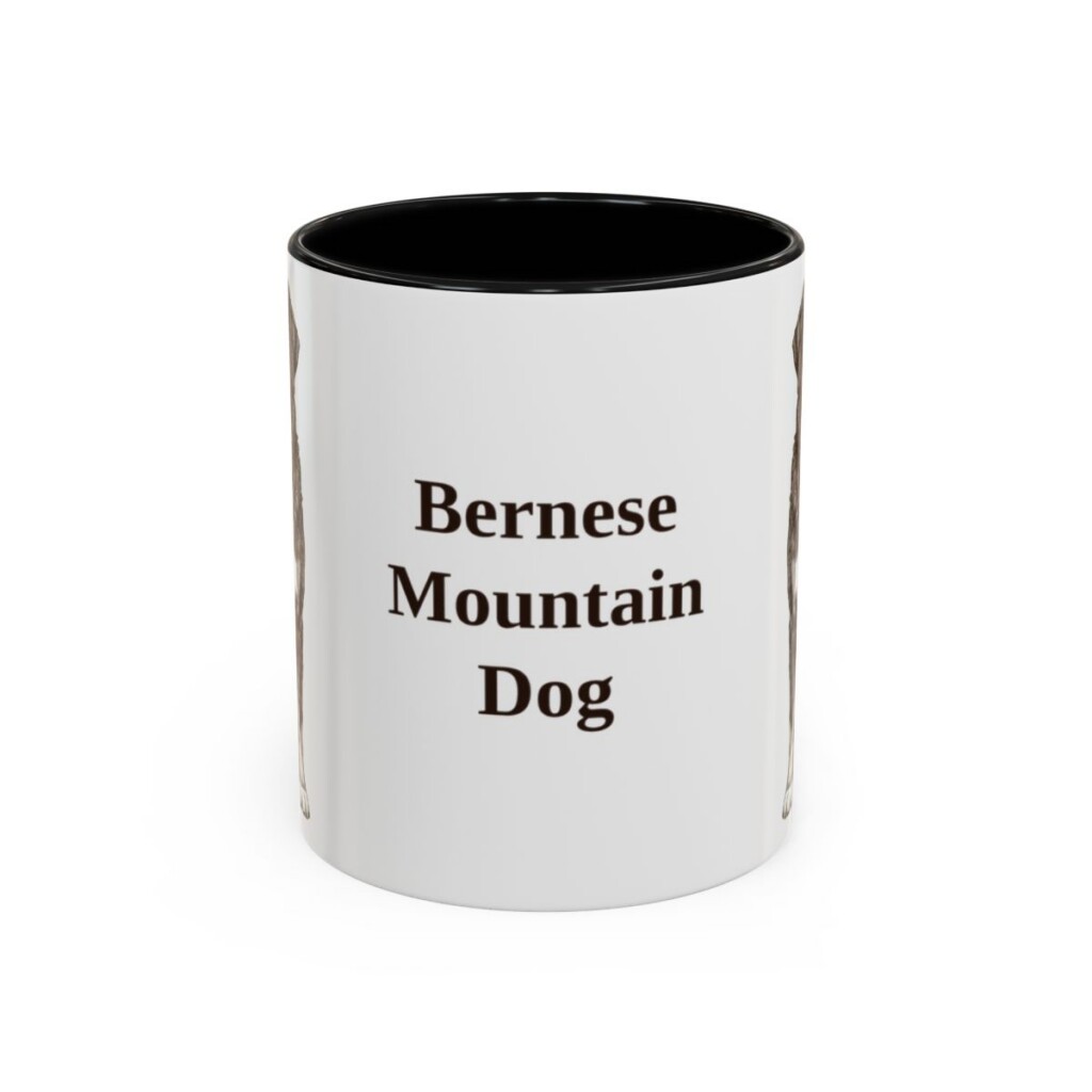 bernese-mountain-dog-mug-black-front-1 11oz Bernese Mountain Dog Mug, Vintage Dog Portrait Coffee Mug, Dog Lover Gift