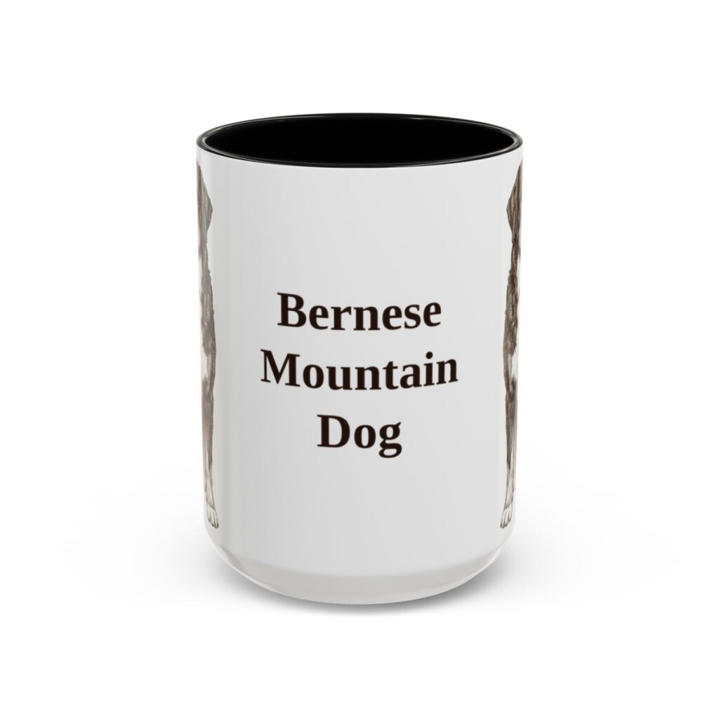 15oz Bernese Mountain Dog Mug, Vintage Dog Portrait Coffee Mug, Dog Lover Gift